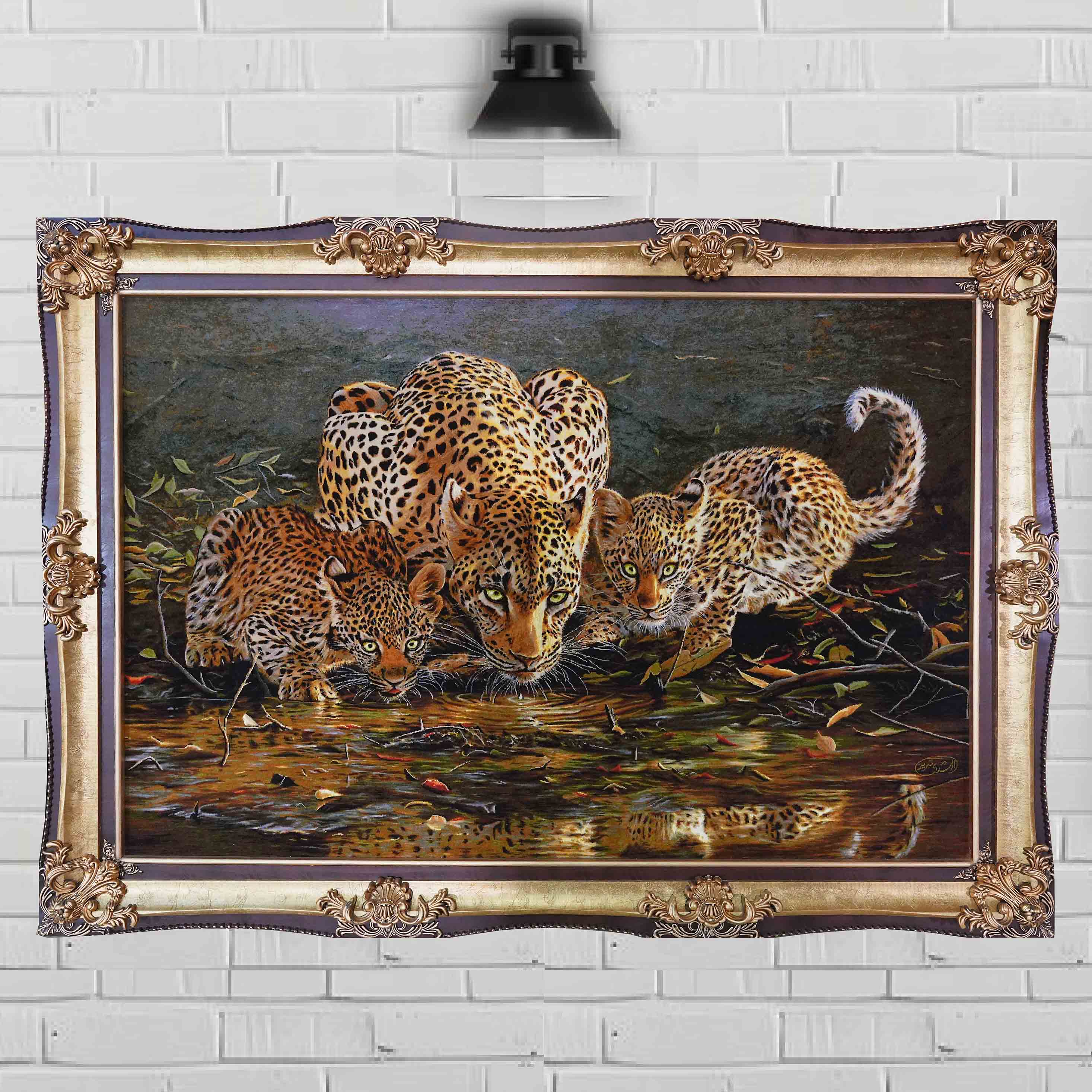 تابلوفرش سحرگاه پلنگ ها 50 رج