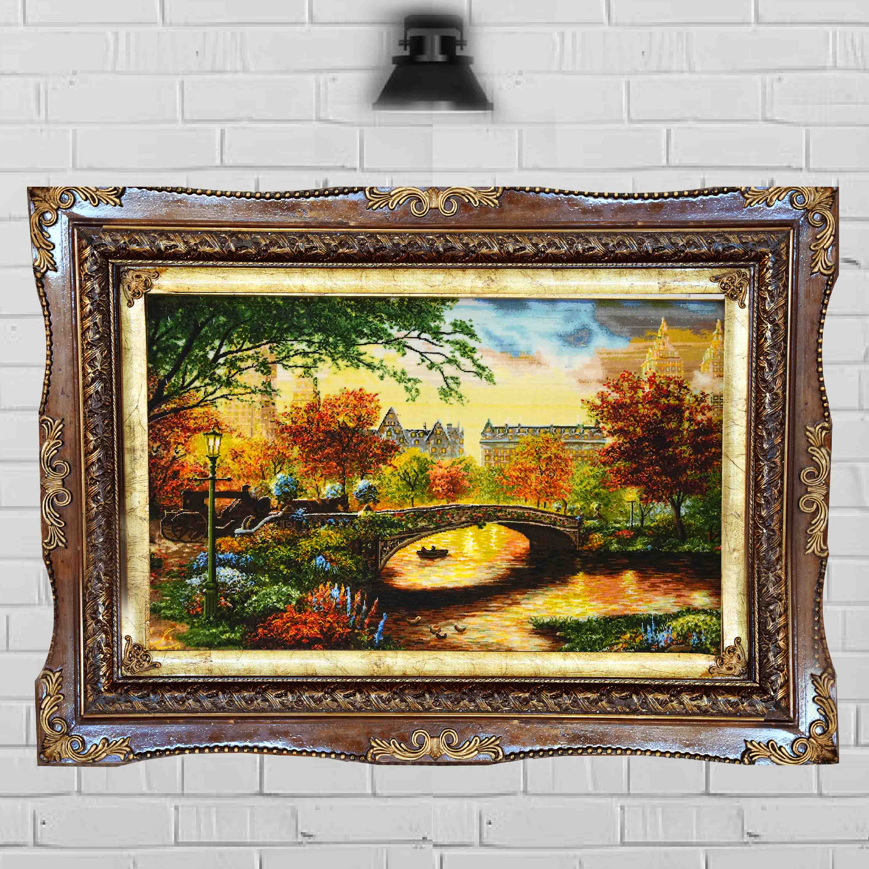 تابلوفرش منظره رودخانه و پل 50 رج