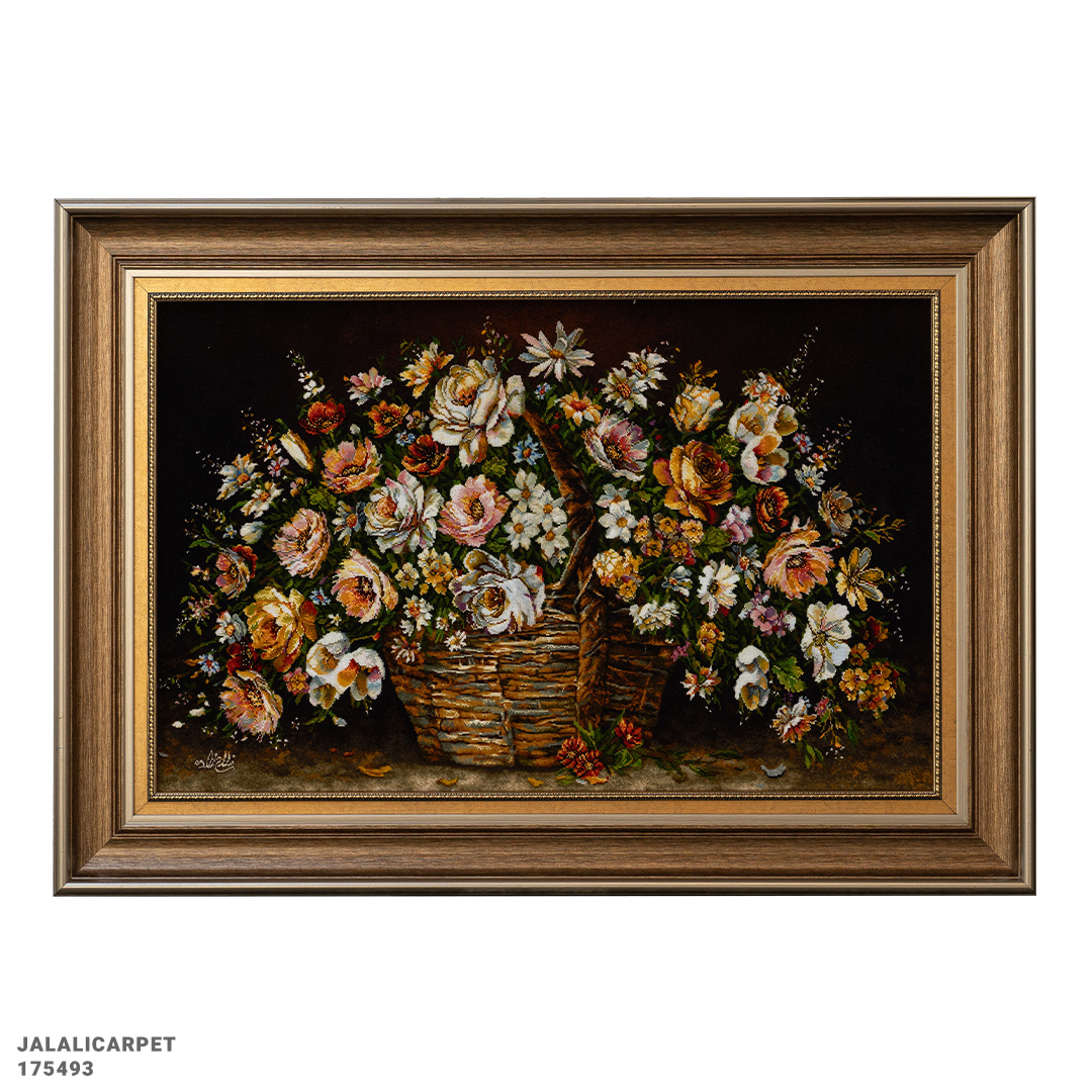 تابلوفرش گل سبد حصیری 50 رج