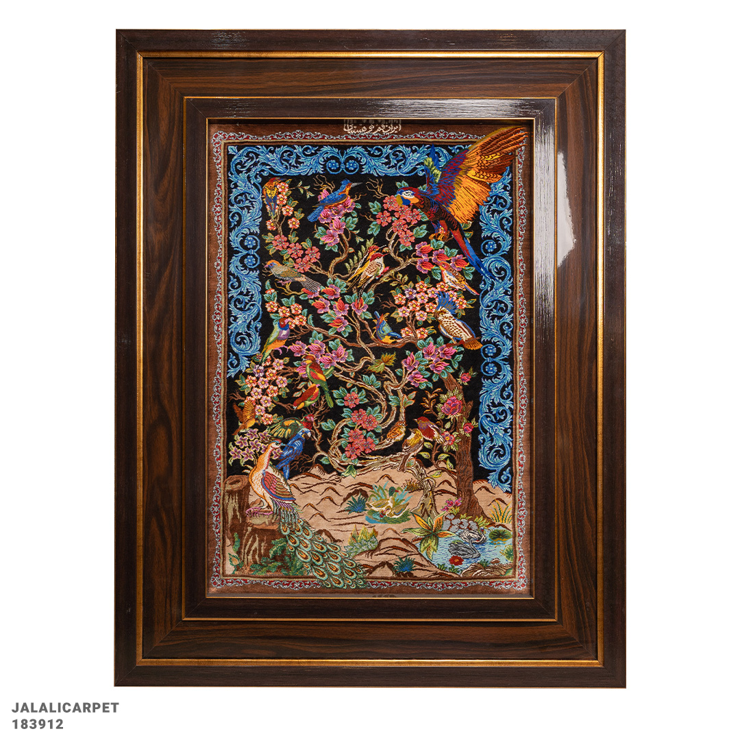 تابلوفرش تمام ابریشم 80 رج درختی