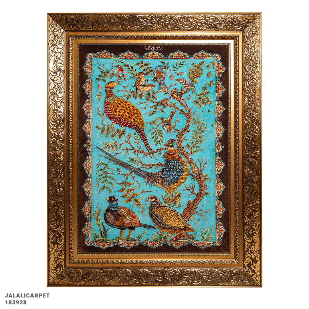 تابلوفرش تمام ابریشم 80 رج درختی