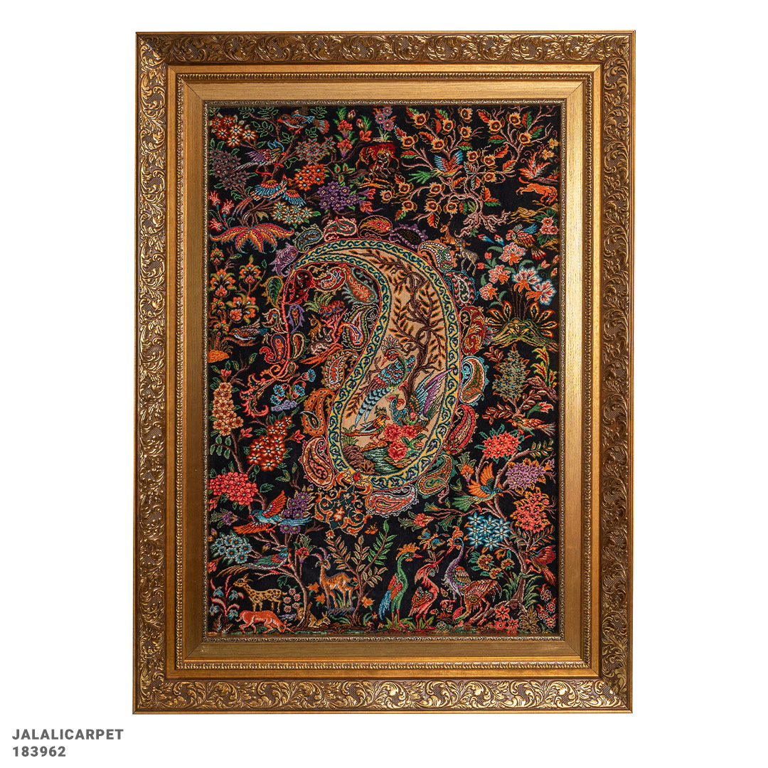 تابلوفرش تمام ابریشم 80 رج بوته