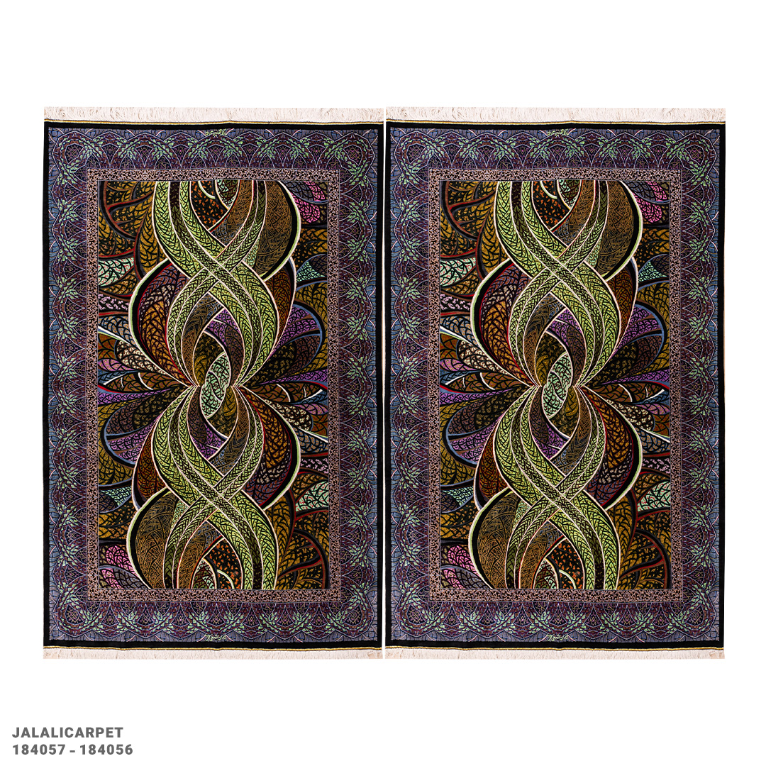 جفت قالیچه تمام ابریشم 80 رج