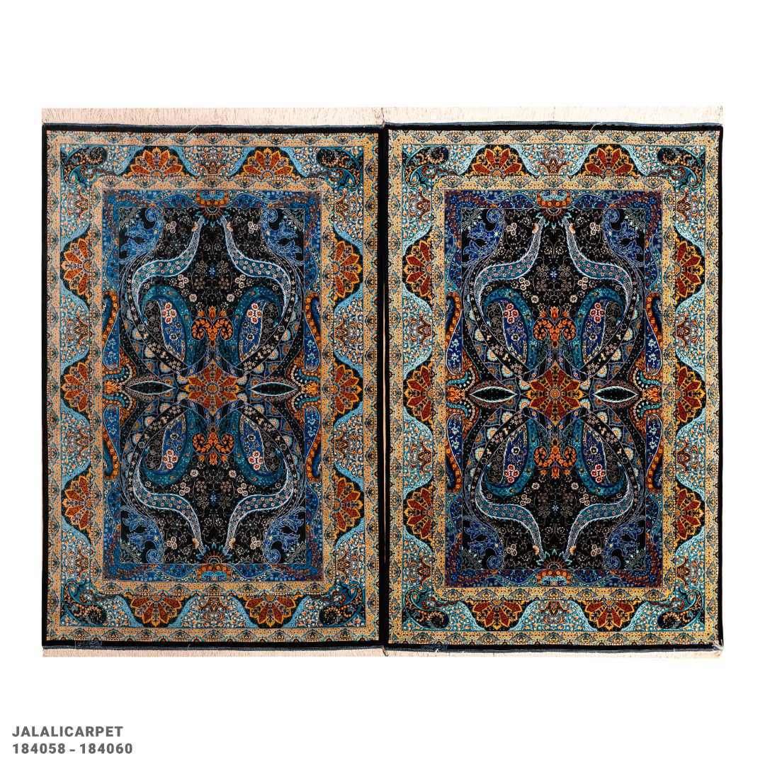 جفت قالیچه تمام ابریشم 80 رج