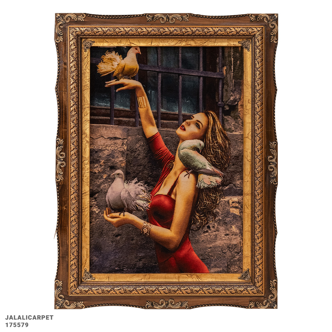 تابلوفرش دختر کفتر باز 50 رج