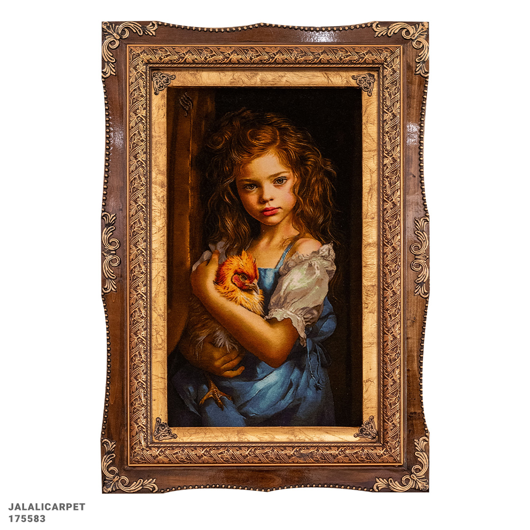 تابلوفرش دختر و گل 50 رج