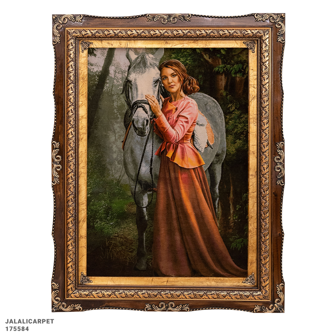 تابلوفرش دختر و اسب 50 رج