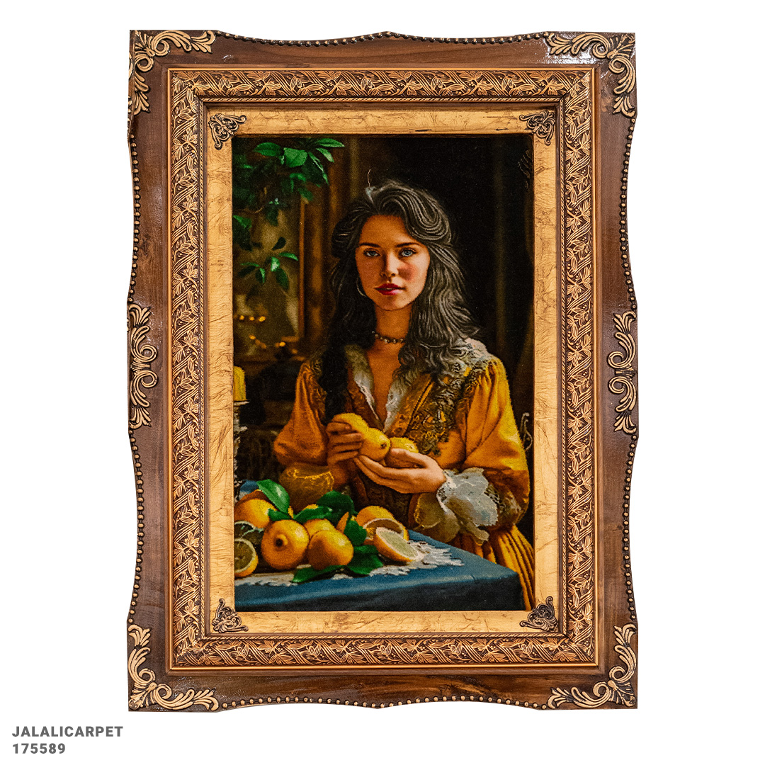 تابلوفرش دختر لیمو به دست 50 رج