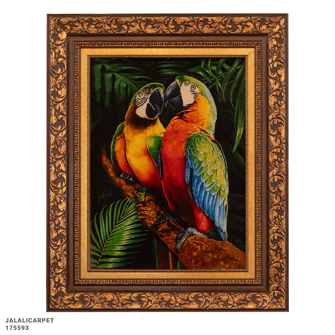 تابلوفرش دو طوطی 50 رج