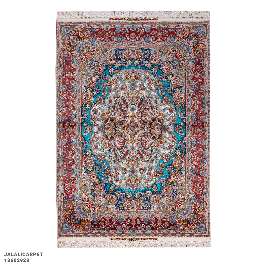 قالیچه رضایی کف ابریشم 55 رج